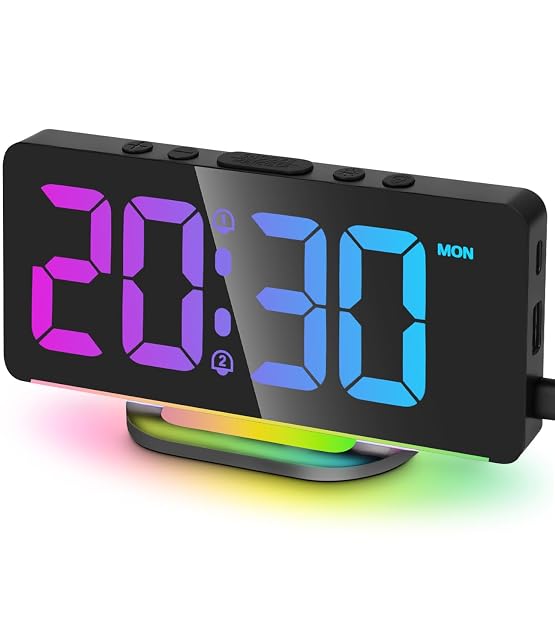 Goxiry RGB-LED-Spiegelwecker mit Farbanzeige