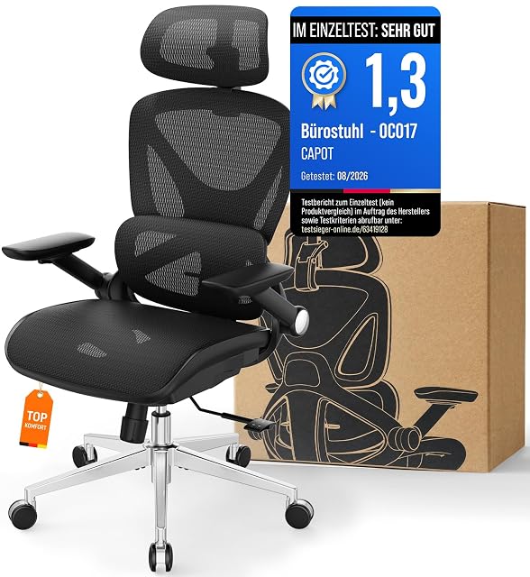 CAPOT ergonomischer Bürostuhl mit verstellbarer Lendenstütze und Kopfstütze