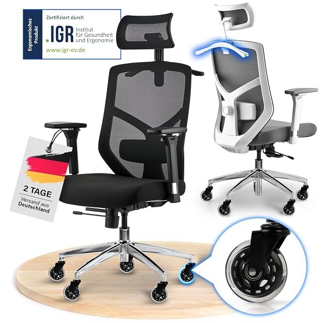 ELITESEATS ergonomischer Netz-Bürostuhl in Schwarz