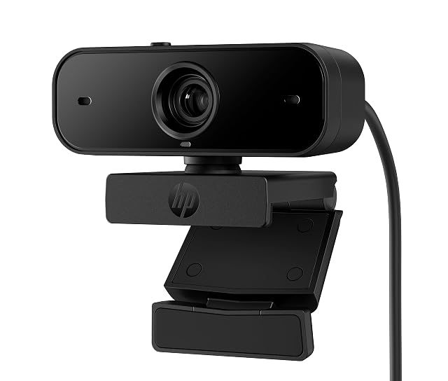 HP 1080P-Webcam mit Privatsphäre-Blende an einem Monitor montiert